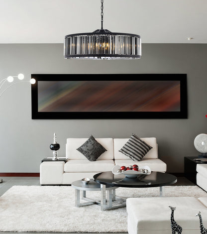 Chelsea 10 light Matte Black Chandelier Silver Shade (Grey) Royal Cut Crystal