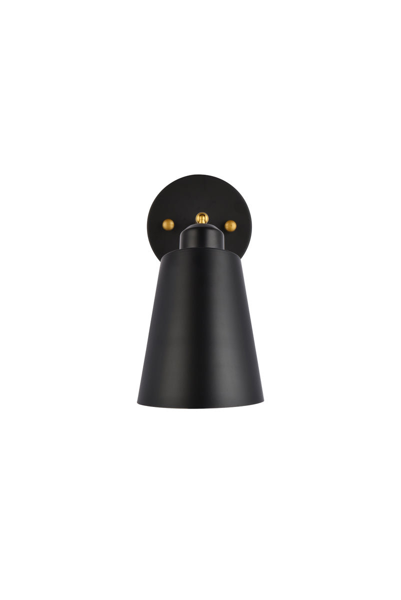 Halycon 5 inch black and brass wall sconce