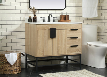 36 inch Single bathroom vanity in mango wood with backsplash