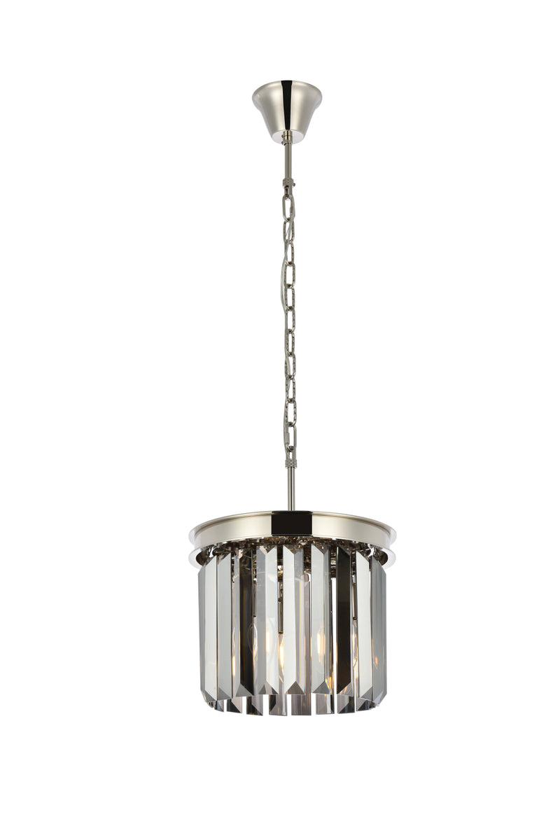 Sydney 3 light polished nickel Pendant Silver Shade (Grey) Royal Cut Crystal