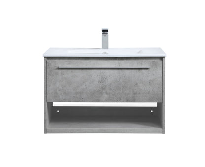 30 inch  Single Bathroom Floating Vanity in Concrete Grey
