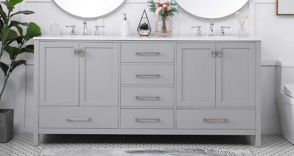 72 inch Double Bathroom Vanity in Gray