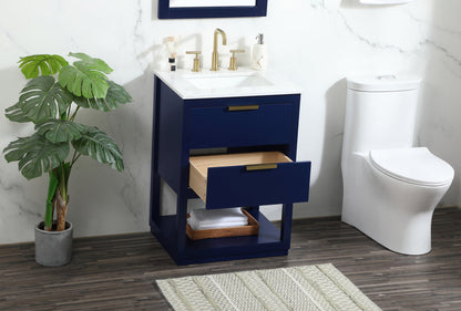 24 inch Single bathroom vanity in blue