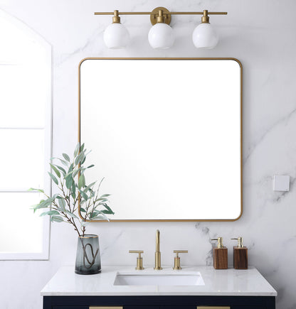 Soft corner metal rectangular mirror 36x36 inch in Brass
