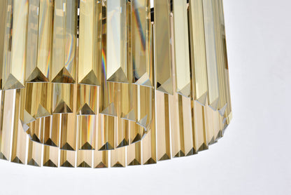 Sydney 6 light Matte Black Pendant Golden Teak (Smoky) Royal Cut Crystal