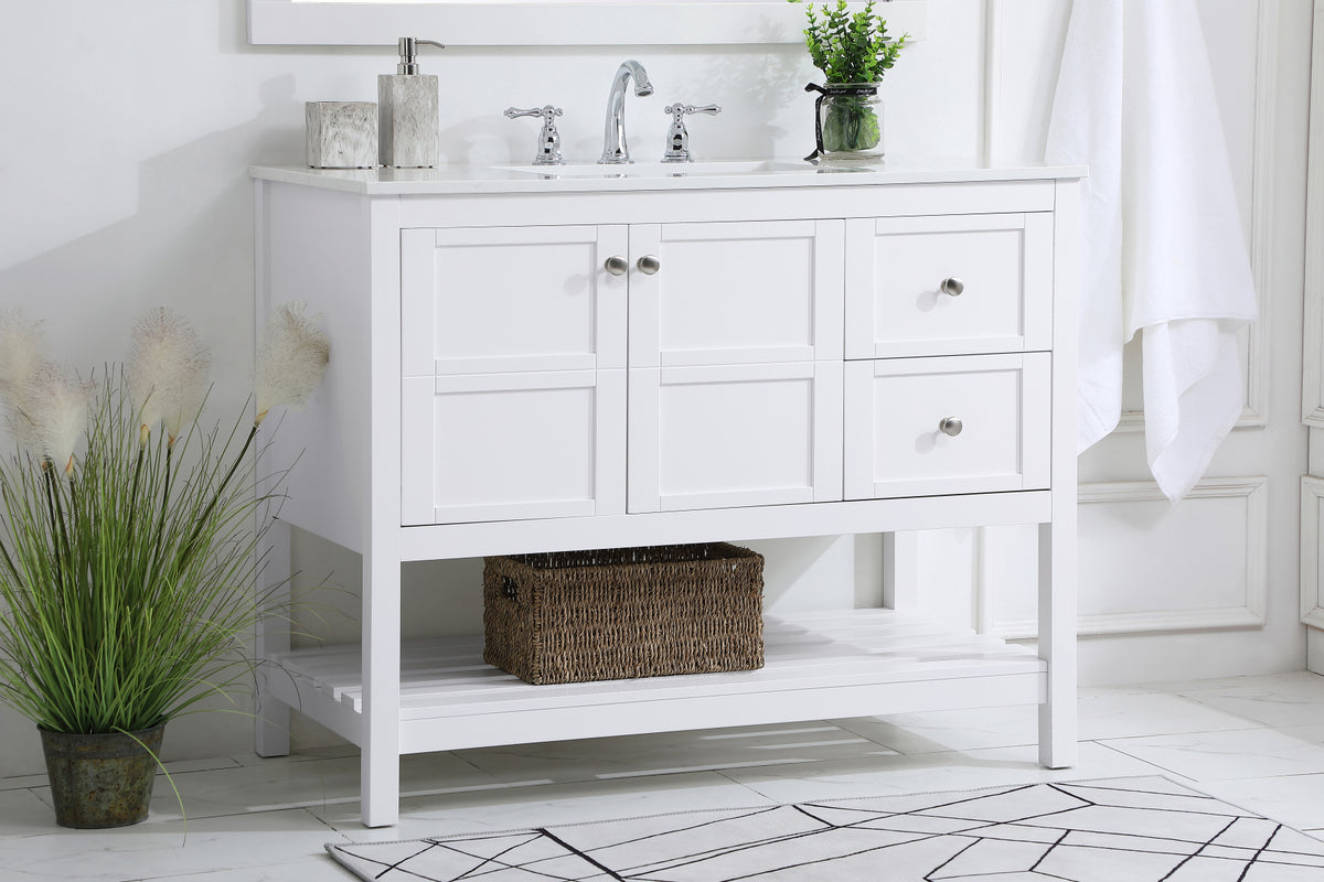 42 inch Single Bathroom Vanity in White