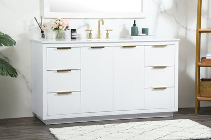 60 inch Single bathroom vanity in white