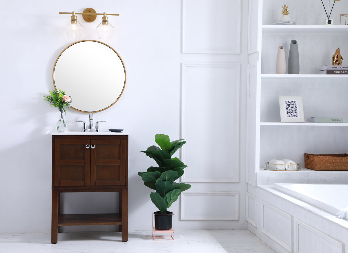 Gene 2 light Brass and Clear glass Wall sconce