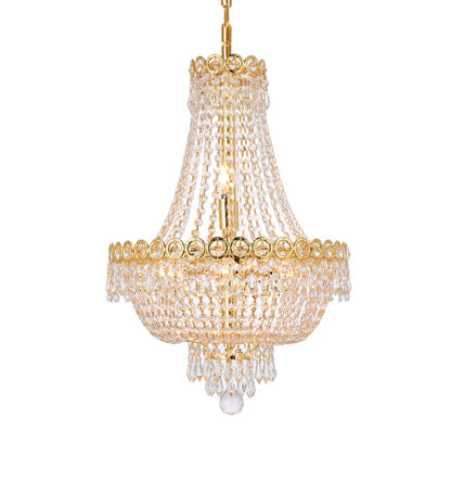 Century 8 light Gold Pendant Clear Royal Cut Crystal
