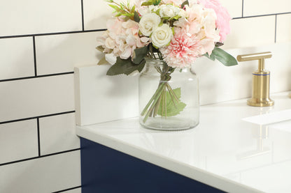 36 inch Single bathroom vanity in blue with backsplash