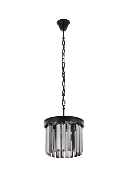 Sydney 3 light Matte Black Pendant Silver Shade (Grey) Royal Cut Crystal