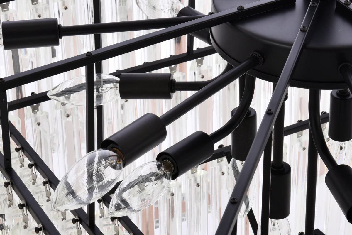 Sydney 34 inch square crystal chandelier in matte black