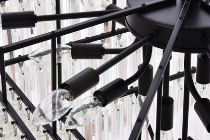 Sydney 34 inch square crystal chandelier in matte black