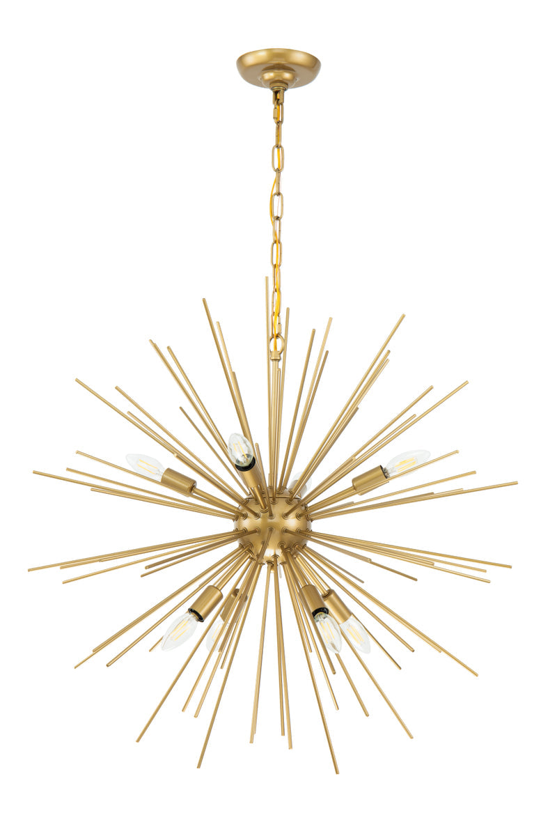 Timber 8 light Brass pendant