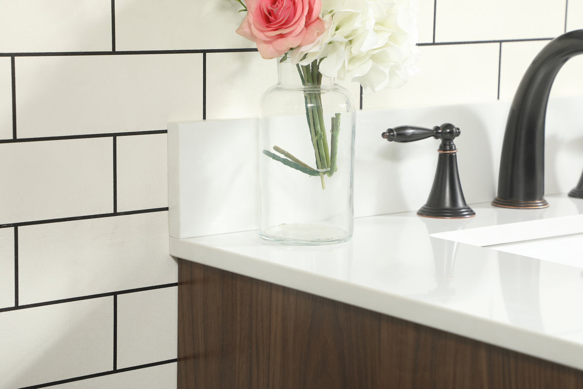 30 inch Single bathroom vanity in walnut with backsplash
