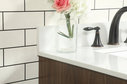 30 inch Single bathroom vanity in walnut with backsplash