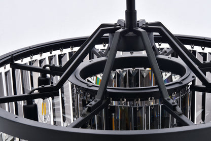 Chelsea 8 light Matte Black Chandelier Silver Shade (Grey) Royal Cut Crystal