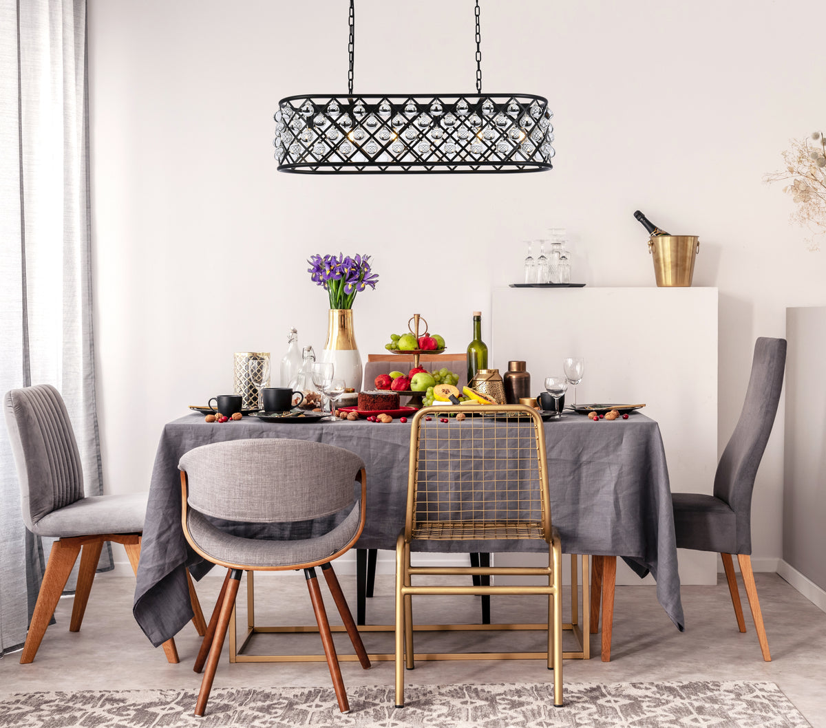 Madison 6 light Matte Black Chandelier Clear Royal Cut Crystal