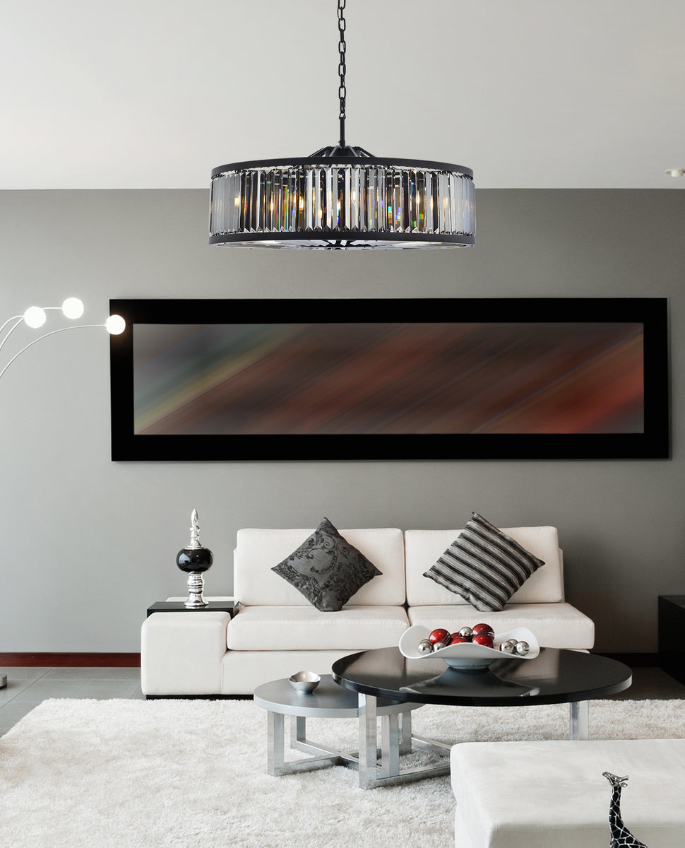 Chelsea 10 light Matte Black Chandelier Silver Shade (Grey) Royal Cut Crystal