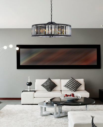 Chelsea 10 light Matte Black Chandelier Silver Shade (Grey) Royal Cut Crystal