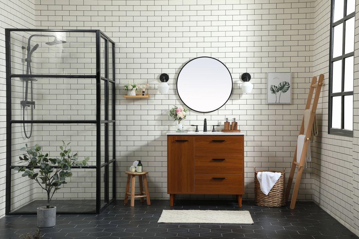 36 inch bathroom vanity in Teak