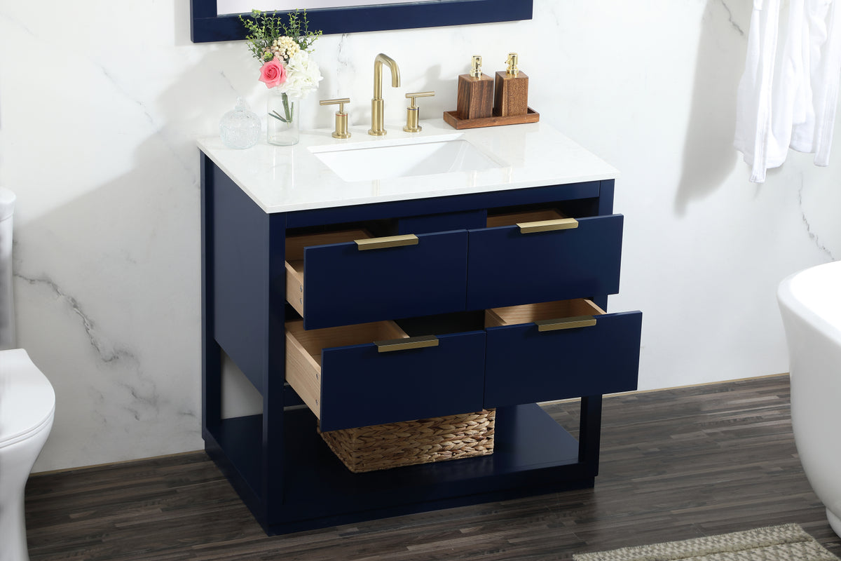 36 inch Single bathroom vanity in blue