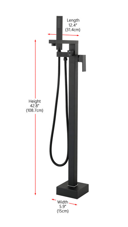 Henry Floor Mounted Roman Tub Faucet with Handshower in Matte Black