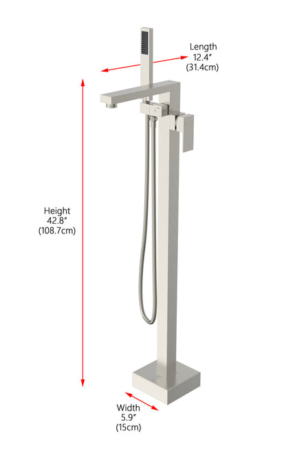 Henry Floor Mounted Roman Tub Faucet with Handshower in Brushed Nickel