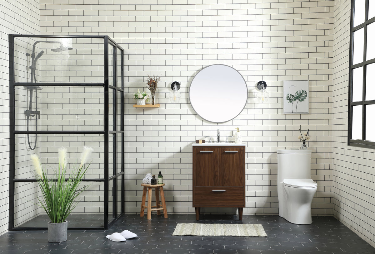 24 inch bathroom vanity in Walnut