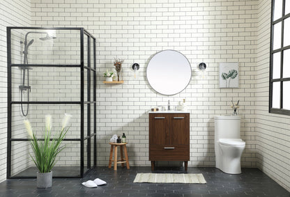 24 inch bathroom vanity in Walnut