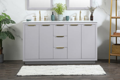 60 inch double bathroom vanity in grey
