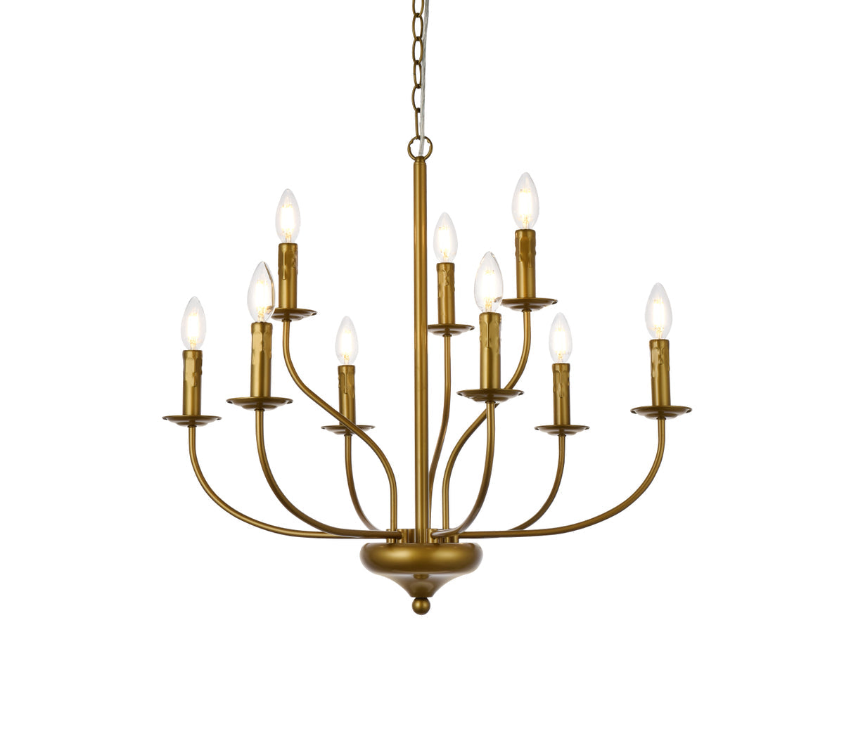 Westley 9 lights pendant in brass