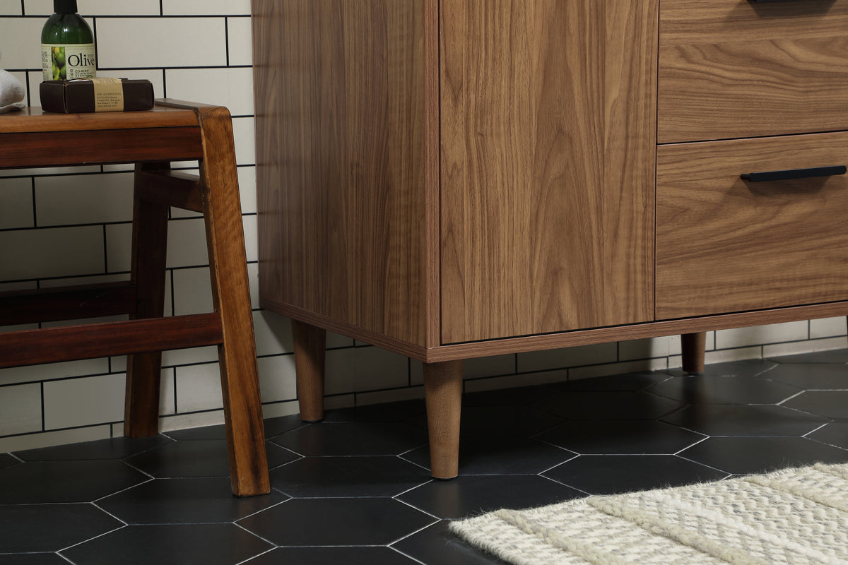 30 inch Single bathroom vanity in walnut brown with backsplash