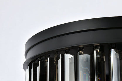 Sydney 9 light Matte Black Flush Mount Silver Shade (Grey) Royal Cut Crystal