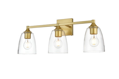 Gianni 3 light Brass and Clear Bath Sconce