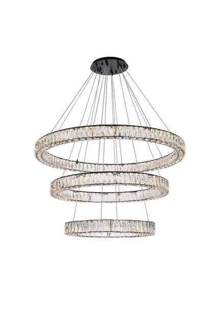 Monroe 41 inch LED triple ring chandelier in black