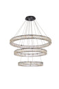 Monroe 41 inch LED triple ring chandelier in black