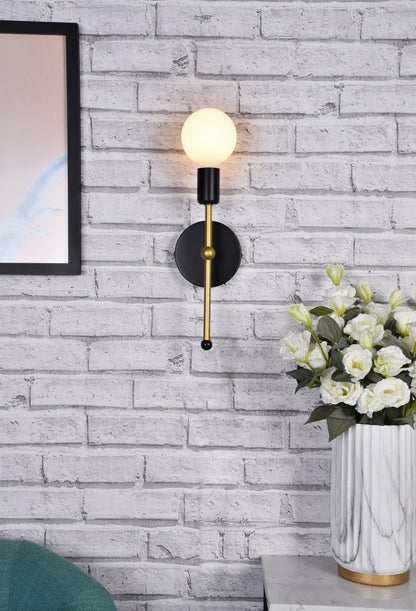 Keely 1 light black and brass wall sconce
