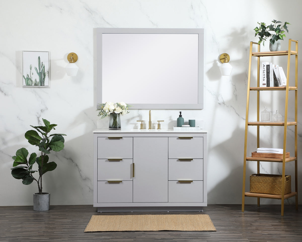 48 inch Single bathroom vanity in grey with backsplash