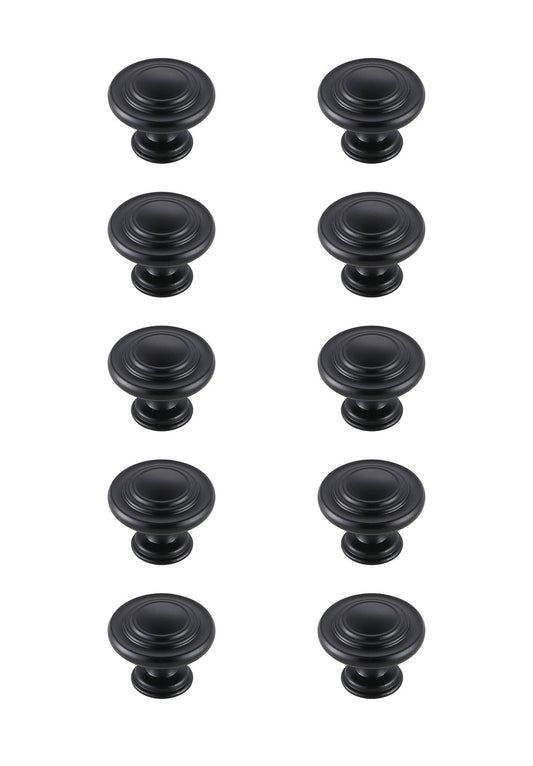 Minu 1.3" Diameter Matte Black Mushroom Knob Multipack (Set of 10)