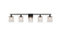 Phineas 5 lights bath sconce in black with clear crystals