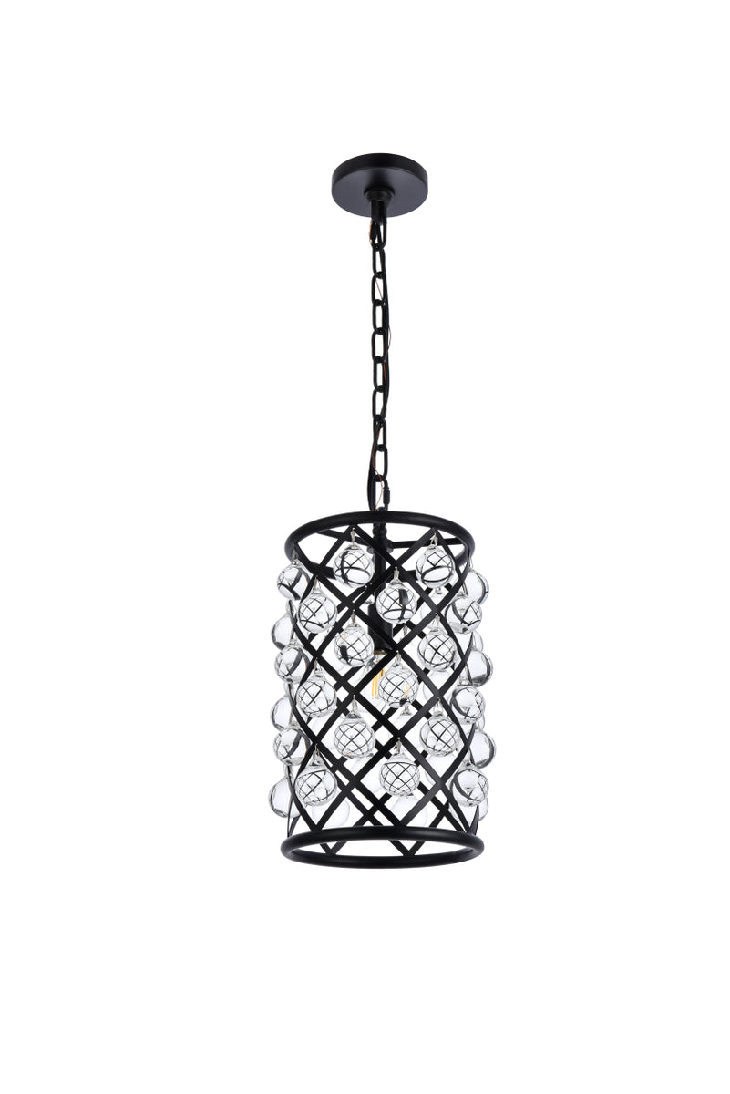 Madison 1 light Matte Black Pendant Clear Royal Cut Crystal
