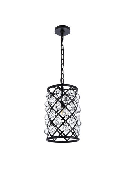 Madison 1 light Matte Black Pendant Clear Royal Cut Crystal