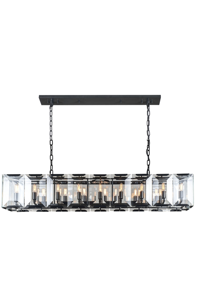 Monaco 18 light Flat Black (Matte) Chandelier Clear Glass Crystal