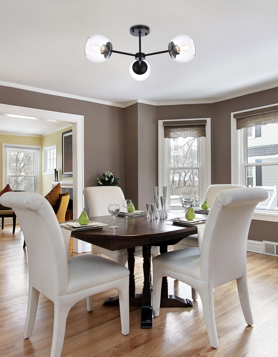 Briggs 26 inch flush mount in black with clear shade