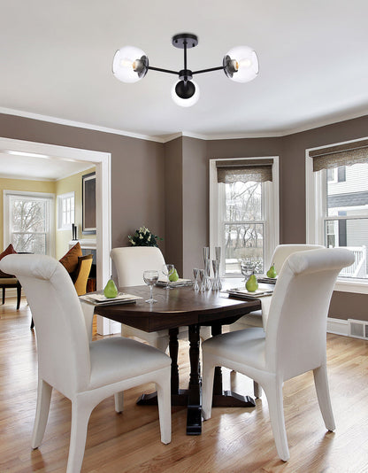 Briggs 26 inch flush mount in black with clear shade