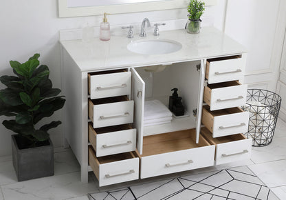 48 inch Single Bathroom Vanity in White with Backsplash