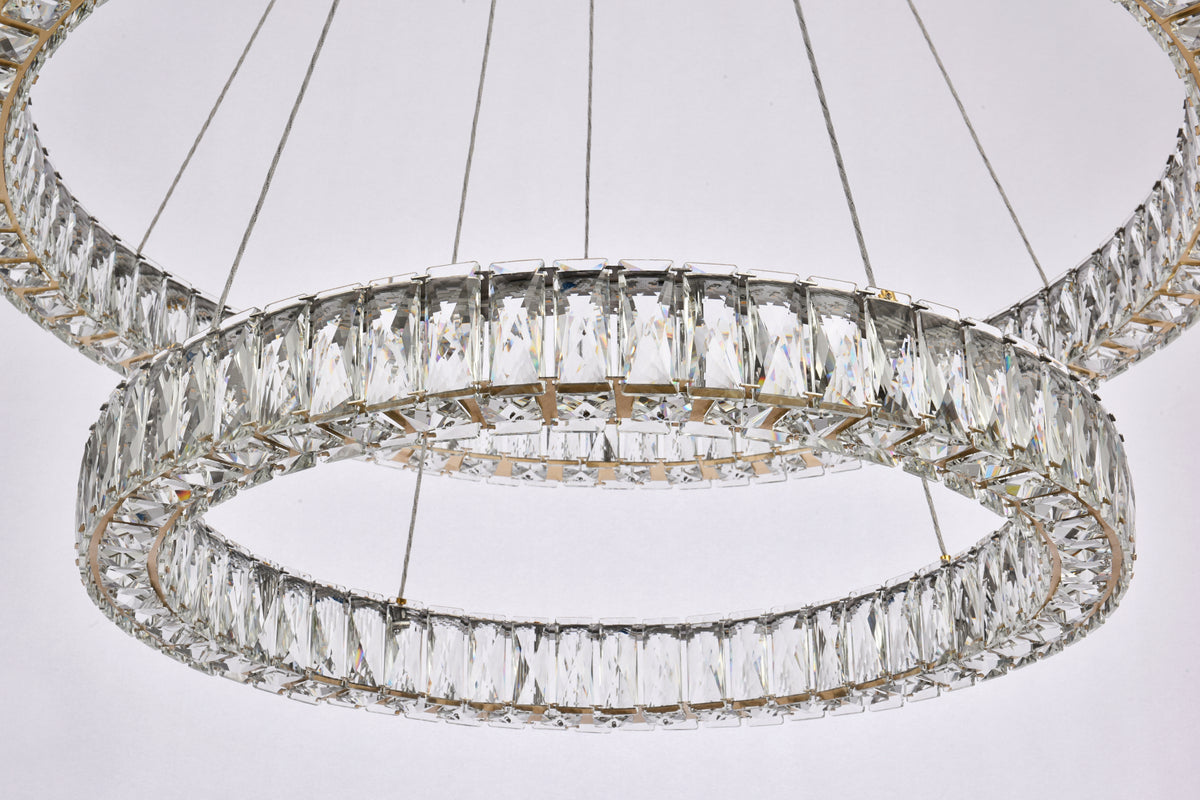 Monroe 36 inch LED double ring chandelier in gold