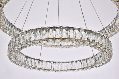 Monroe 36 inch LED double ring chandelier in gold