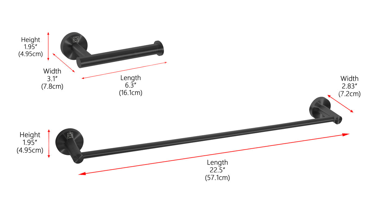 Alma 2-Piece Bathroom Hardware Set in Matte Black